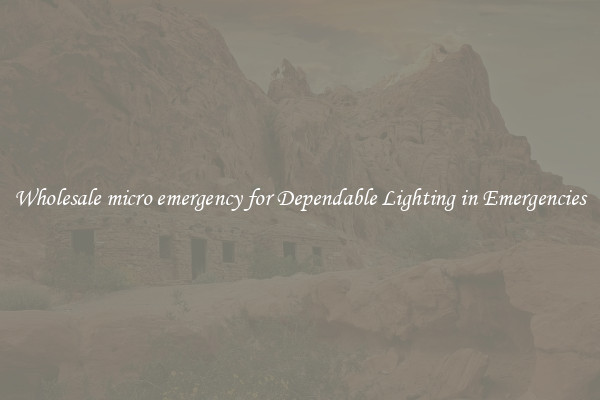 Wholesale micro emergency for Dependable Lighting in Emergencies